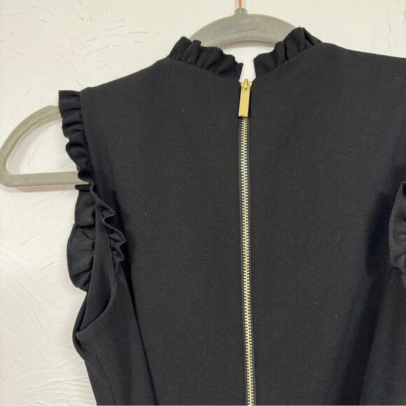 Andrew Marc Black Wide Leg Ruffled Jumpsuit Womens 4 Cropped Style - Picture 5 of 9